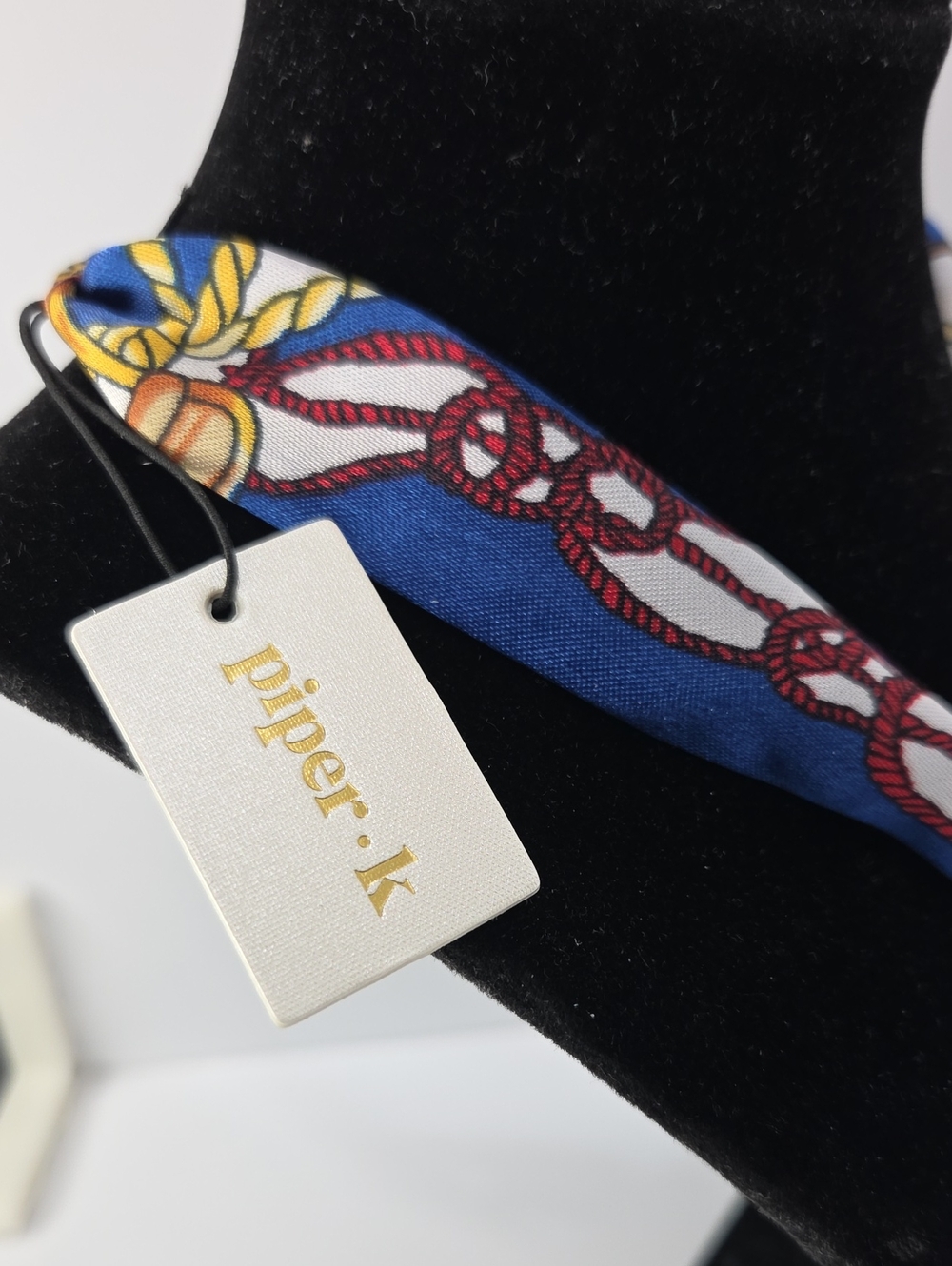 💙▪️🦀Piper K▪️ Nautical Blue Adjustabel Scarf Red Crab Pendant Pearl Necklace - Picture 7 of 12